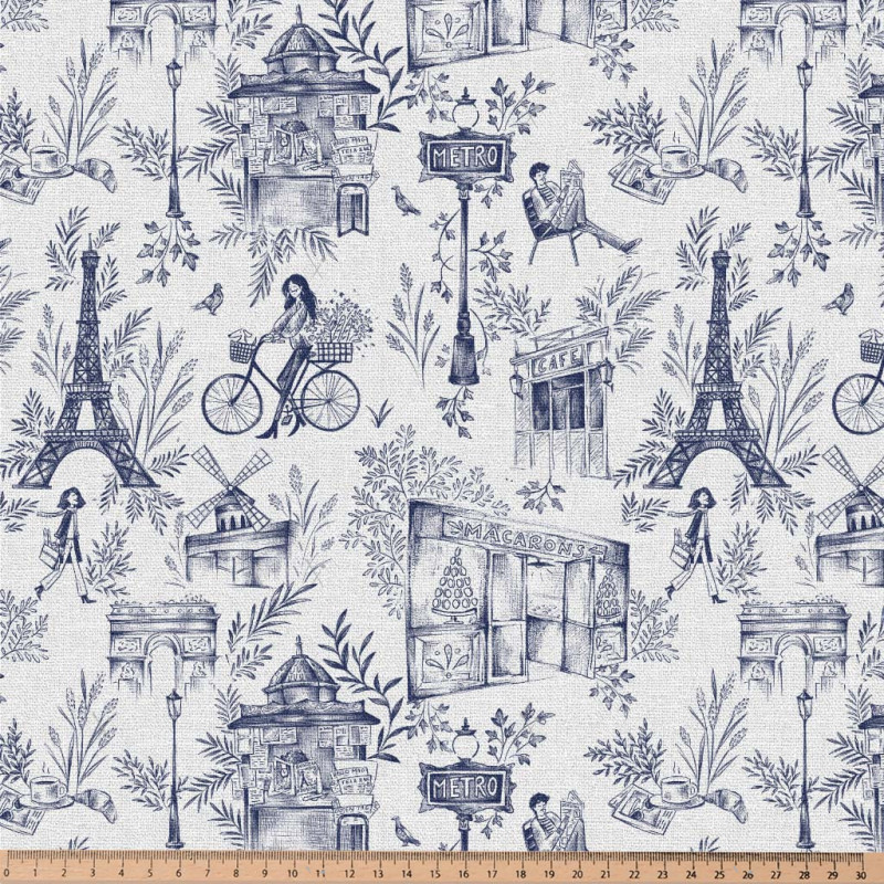 Printed Half Panama BAGUETTE White / Blue